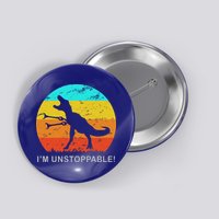 I'm Unstoppable Funny Vintage Retro TRex Button
