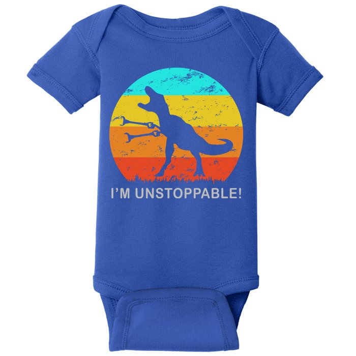 I'm Unstoppable Funny Vintage Retro TRex Baby Bodysuit