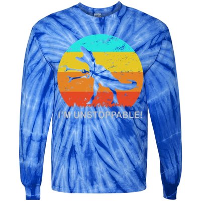 I'm Unstoppable Funny Vintage Retro TRex Tie-Dye Long Sleeve Shirt