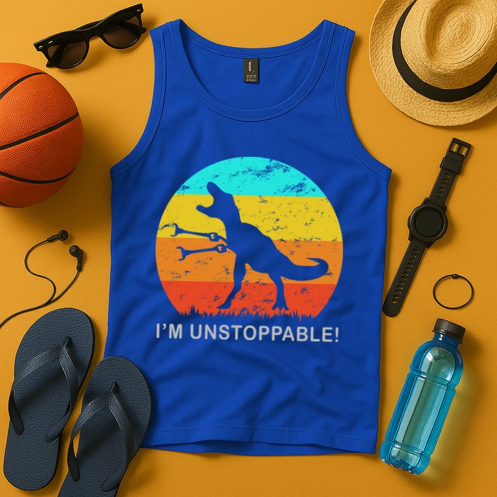 I'm Unstoppable Funny Vintage Retro TRex Tank Top