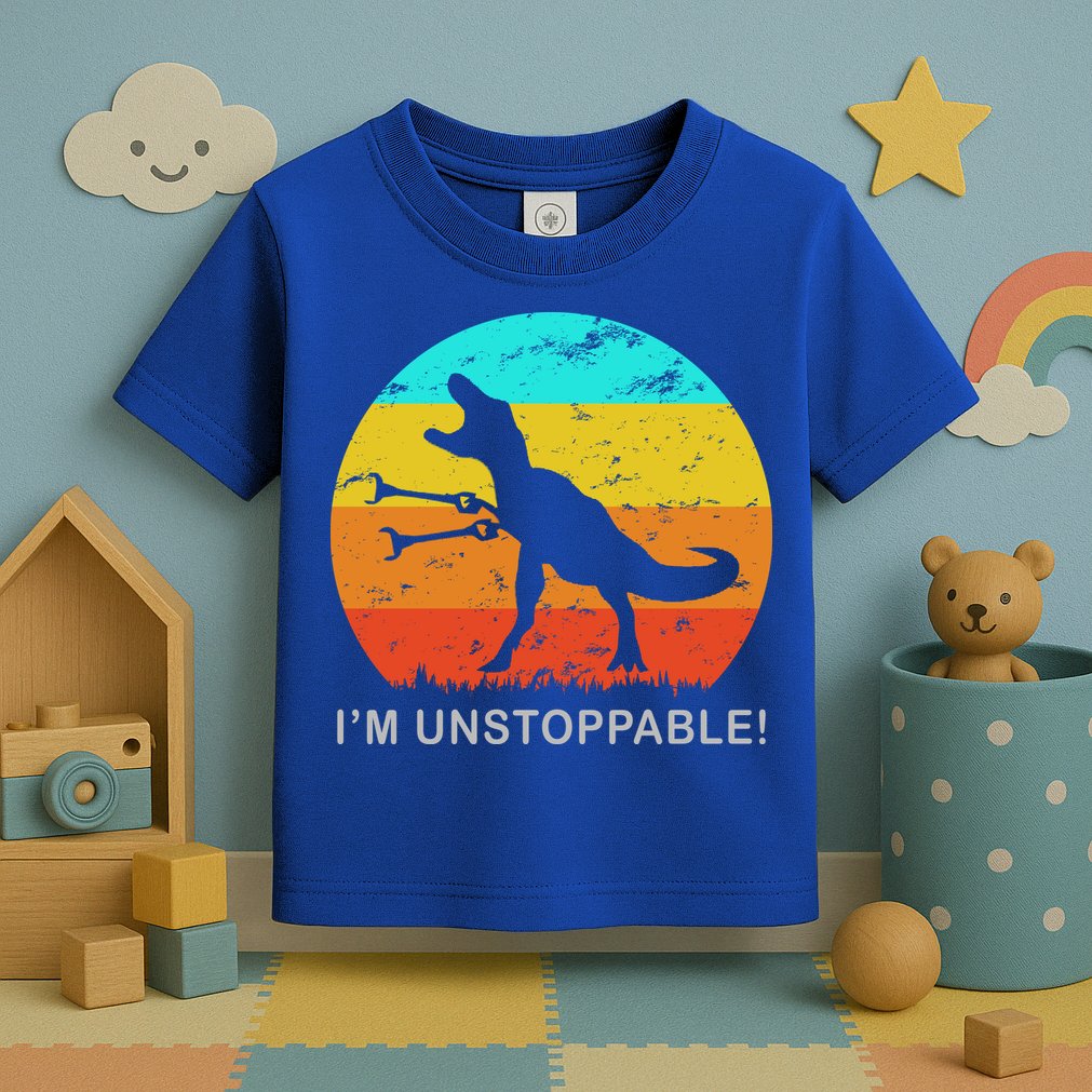 I'm Unstoppable Funny Vintage Retro TRex Toddler T-Shirt