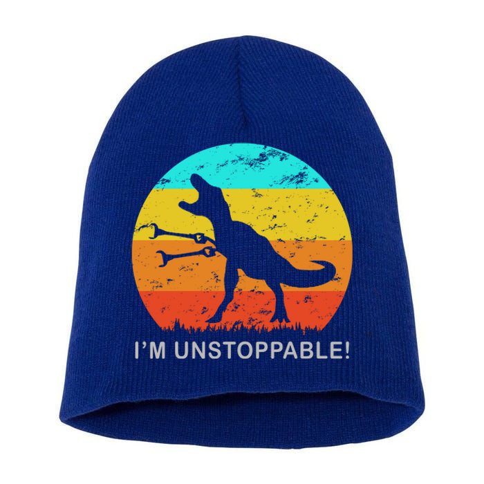 I'm Unstoppable Funny Vintage Retro TRex Short Acrylic Beanie