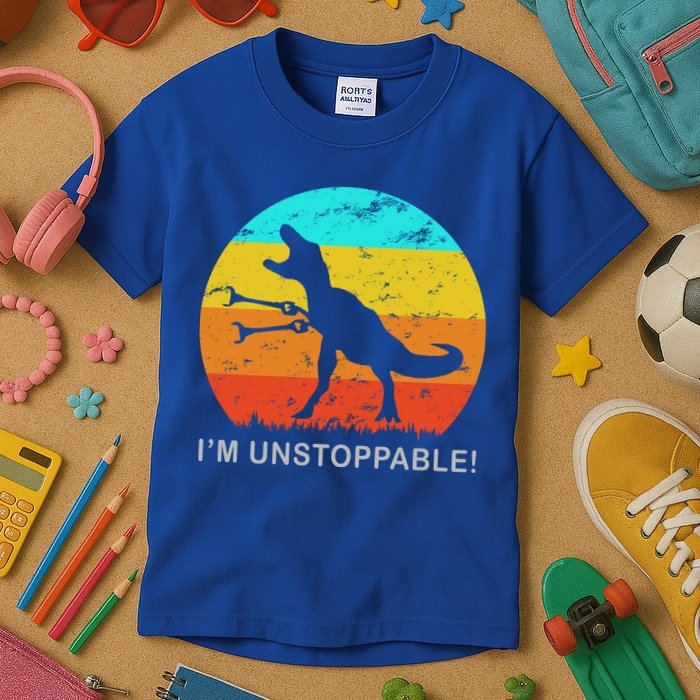 I'm Unstoppable Funny Vintage Retro TRex Kids T-Shirt
