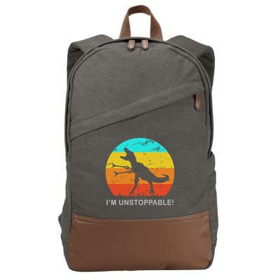 I'm Unstoppable Funny Vintage Retro TRex Cotton Canvas Backpack
