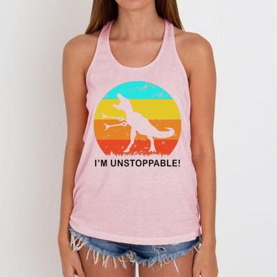 I'm Unstoppable Funny Vintage Retro TRex Women's Knotted Racerback Tank