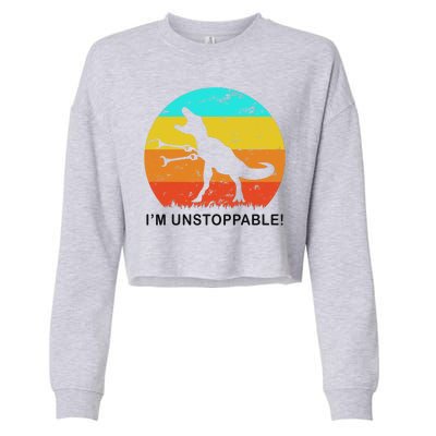 I'm Unstoppable Funny Vintage Retro TRex Cropped Pullover Crew