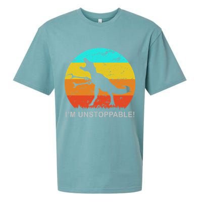 I'm Unstoppable Funny Vintage Retro TRex Sueded Cloud Jersey T-Shirt