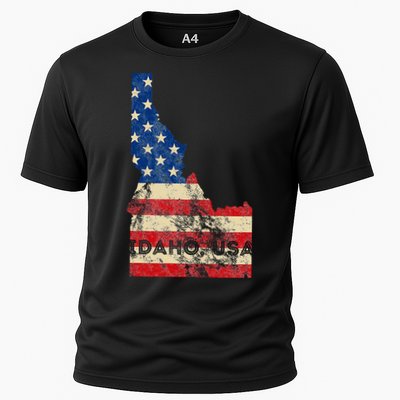 Idaho Usa Flag Patriotic Retro Vintage Cooling Performance Crew T-Shirt