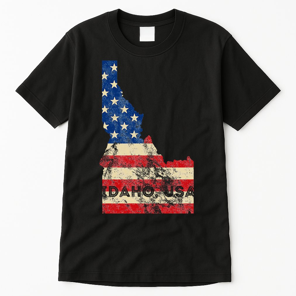 Idaho Usa Flag Patriotic Retro Vintage Tall T-Shirt