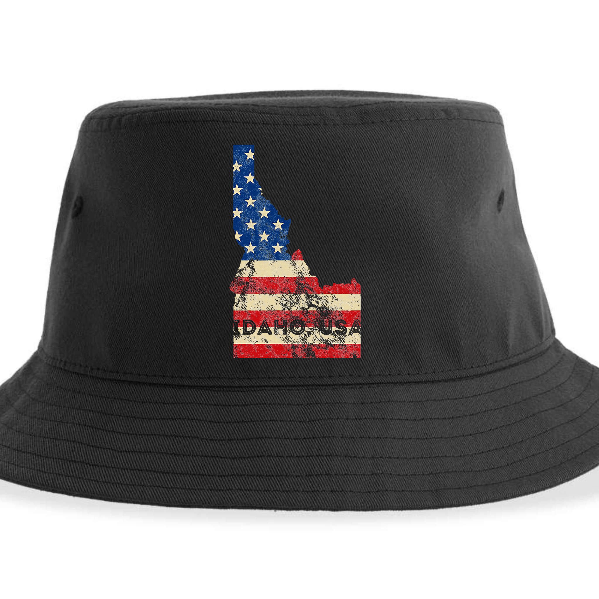 Idaho Usa Flag Patriotic Retro Vintage Sustainable Bucket Hat