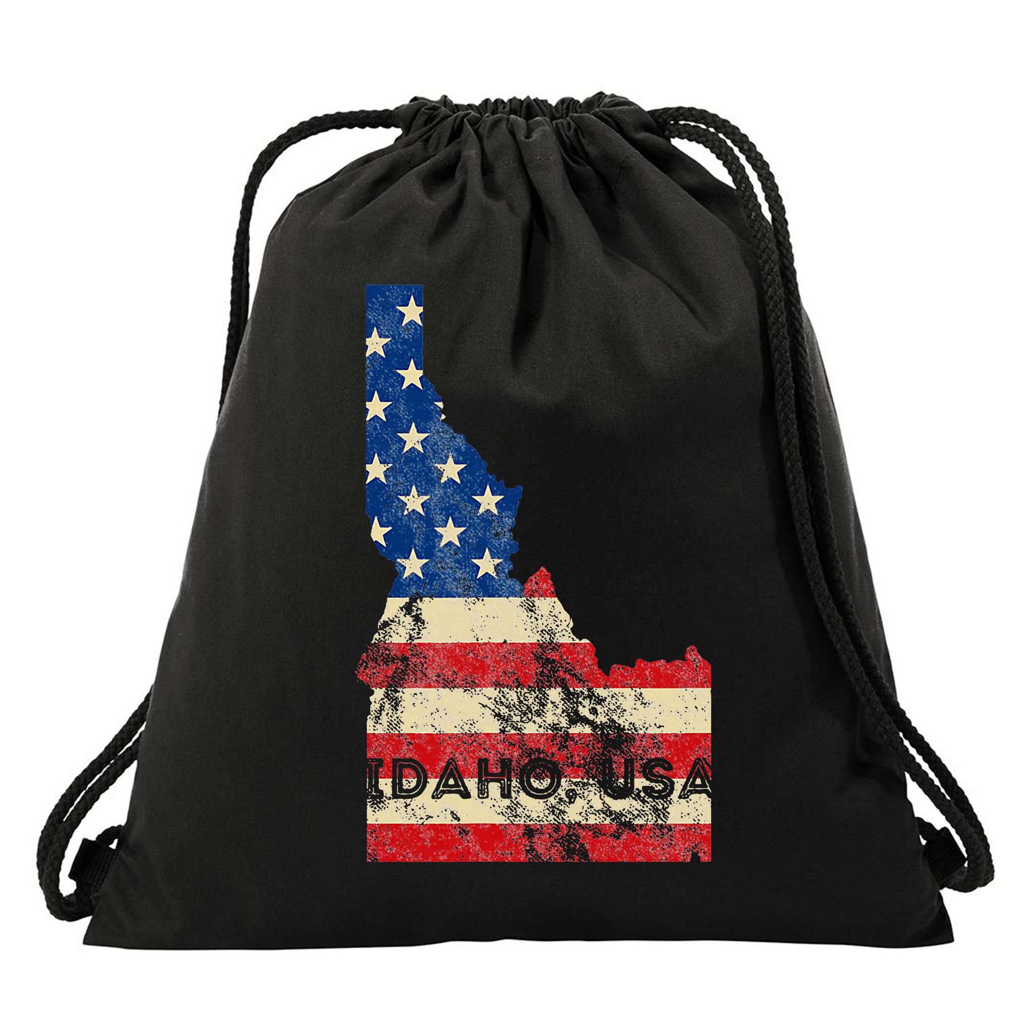 Idaho Usa Flag Patriotic Retro Vintage Drawstring Bag