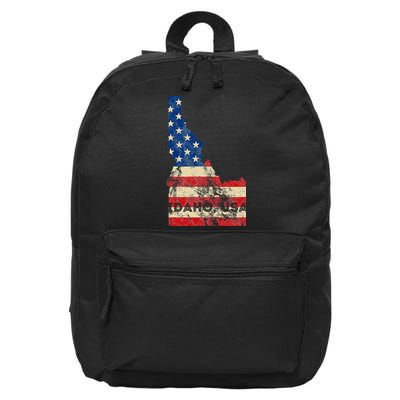 Idaho Usa Flag Patriotic Retro Vintage 16 in Basic Backpack