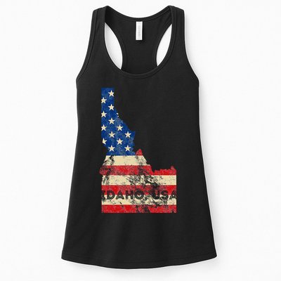 Idaho Usa Flag Patriotic Retro Vintage Womens Tank Top