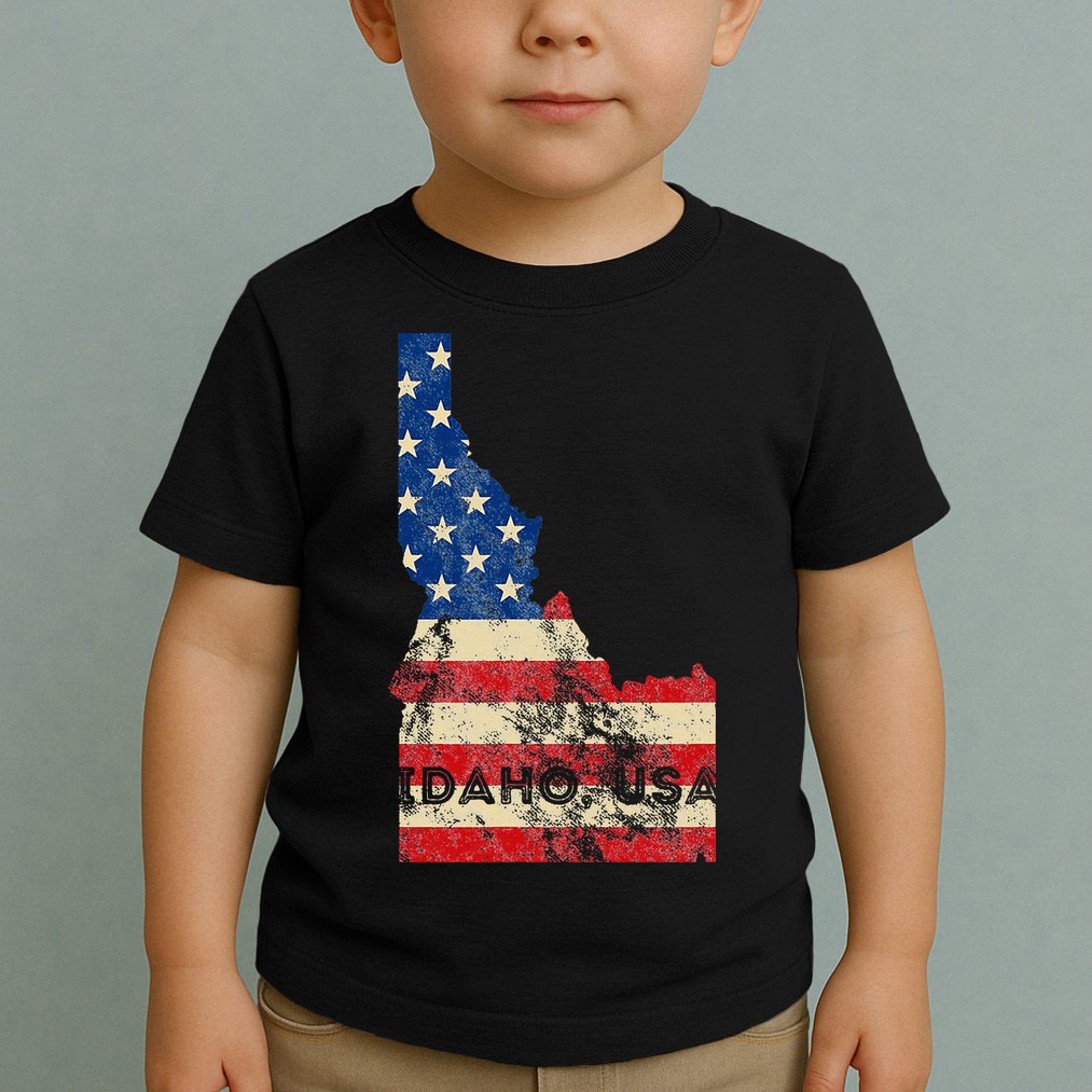 Idaho Usa Flag Patriotic Retro Vintage Toddler T-Shirt