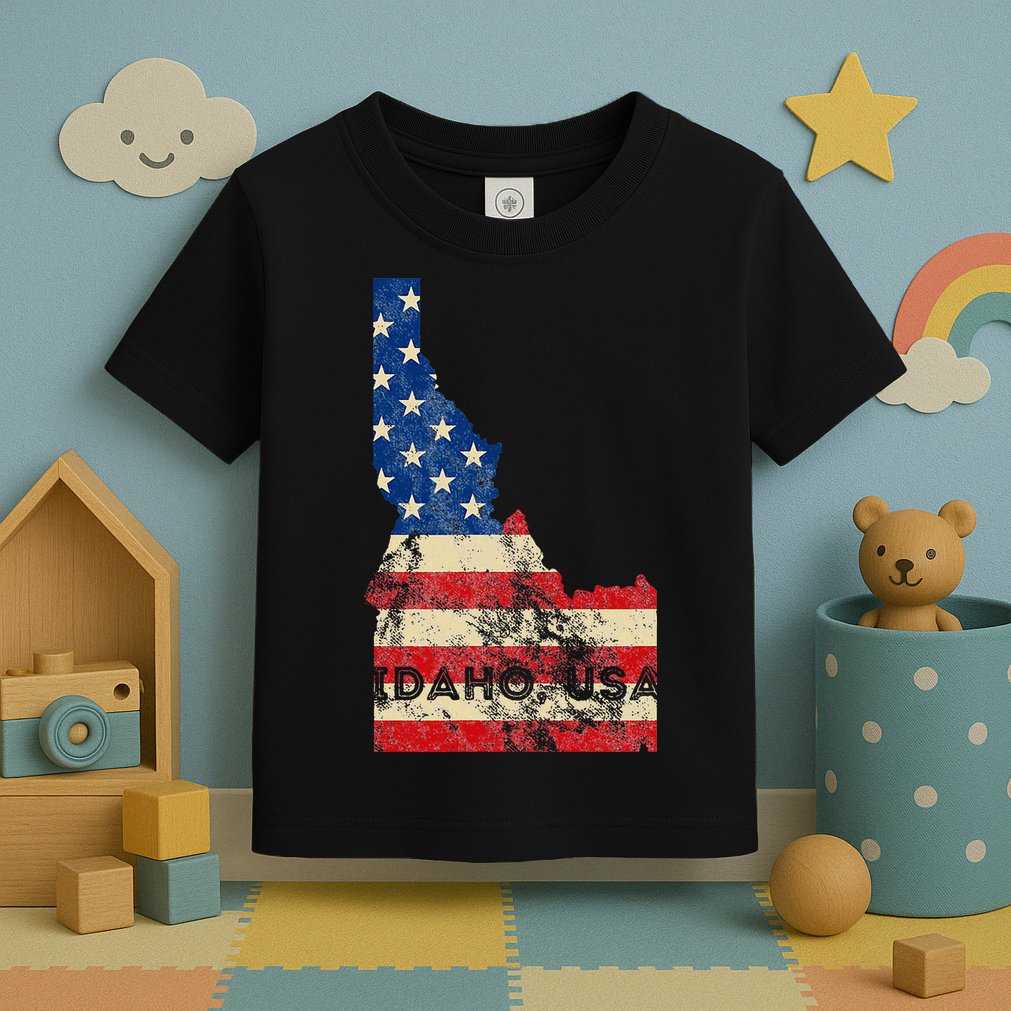 Idaho Usa Flag Patriotic Retro Vintage Toddler T-Shirt