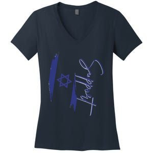 Israel USA Flags support Women's V-Neck T-Shirt