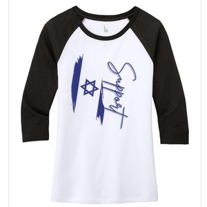 Israel USA Flags support Women's Tri-Blend 3/4-Sleeve Raglan Shirt