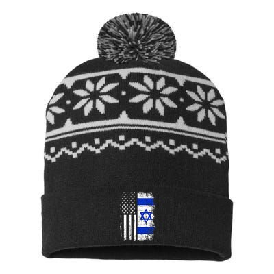 Israel Usa Flag USA-Made Snowflake Beanie