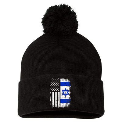 Israel Usa Flag Pom Pom 12in Knit Beanie