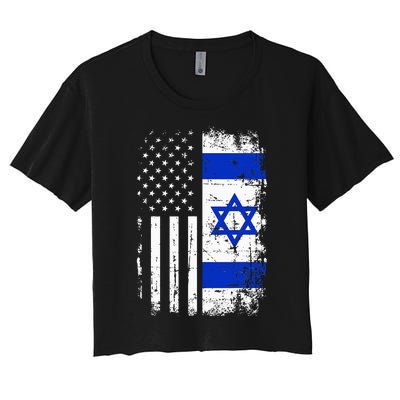 Israel Usa Flag Women's Crop Top Tee