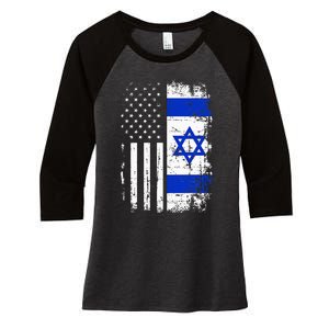 Israel Usa Flag Women's Tri-Blend 3/4-Sleeve Raglan Shirt