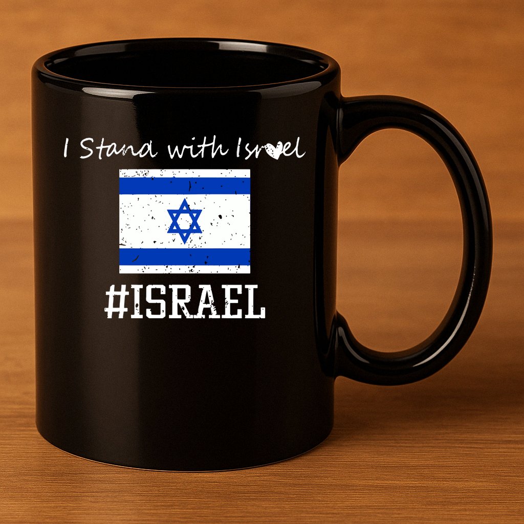 Israel USA Flags 11oz C Handle Ceramic Mug