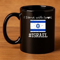 Israel USA Flags 11oz C Handle Ceramic Mug