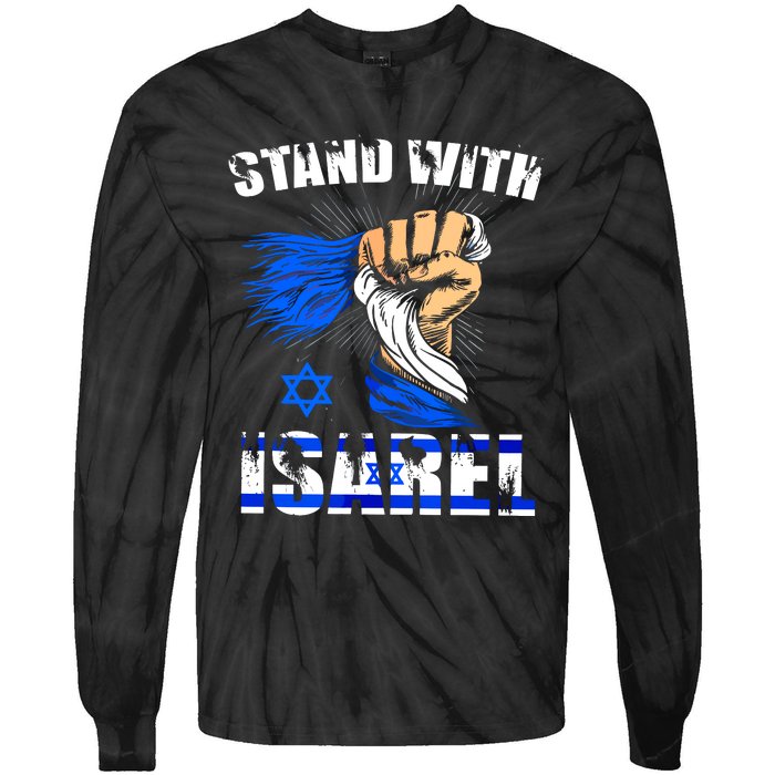 Israel USA Flags Tie-Dye Long Sleeve Shirt