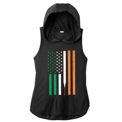 Irish Us Flag Baseball Bat St Patricks Day Sports Patriotic Meaningful Gift Ladies PosiCharge Tri-Blend Wicking Draft Hoodie Tank