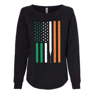 Irish Us Flag Baseball Bat St Patricks Day Sports Patriotic Meaningful Gift Womens California Wash Sweatshirt