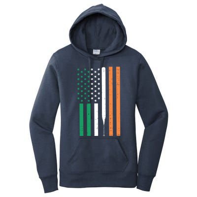 Irish Us Flag Baseball Bat St Patricks Day Sports Patriotic Meaningful Gift Women's Pullover Hoodie