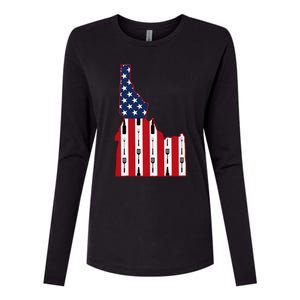 Idaho Usa Flag Fourth July 4th Fathers Day Bbq Beer Summer Gift Womens Cotton Relaxed Long Sleeve T-Shirt