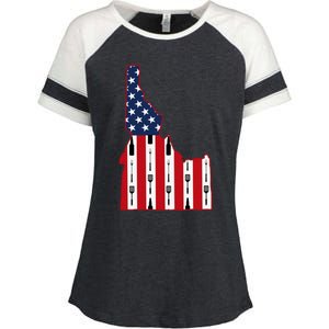 Idaho Usa Flag Fourth July 4th Fathers Day Bbq Beer Summer Gift Enza Ladies Jersey Colorblock Tee