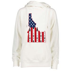 Idaho Usa Flag Fourth July 4th Fathers Day Bbq Beer Summer Gift Womens Funnel Neck Pullover Hood