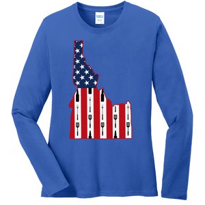 Idaho Usa Flag Fourth July 4th Fathers Day Bbq Beer Summer Gift Ladies Long Sleeve Shirt