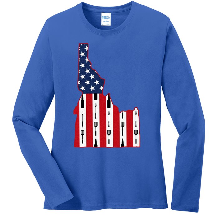 Idaho Usa Flag Fourth July 4th Fathers Day Bbq Beer Summer Gift Ladies Long Sleeve Shirt