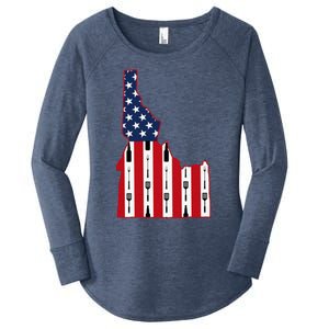 Idaho Usa Flag Fourth July 4th Fathers Day Bbq Beer Summer Gift Women's Perfect Tri Tunic Long Sleeve Shirt