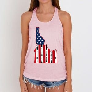 Idaho Usa Flag Fourth July 4th Fathers Day Bbq Beer Summer Gift Women's Knotted Racerback Tank