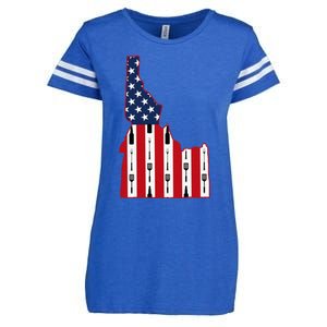 Idaho Usa Flag Fourth July 4th Fathers Day Bbq Beer Summer Gift Enza Ladies Jersey Football T-Shirt