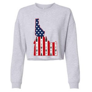 Idaho Usa Flag Fourth July 4th Fathers Day Bbq Beer Summer Gift Cropped Pullover Crew