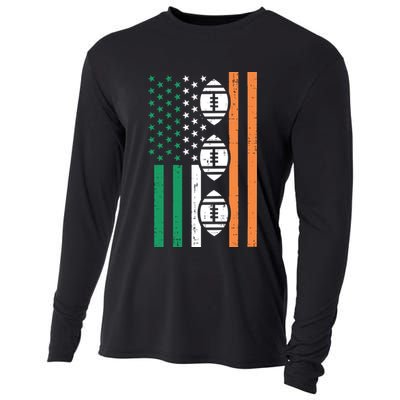 Irish Us Flag American Footballs St Patricks Day Patriotic Gift Cooling Performance Long Sleeve Crew