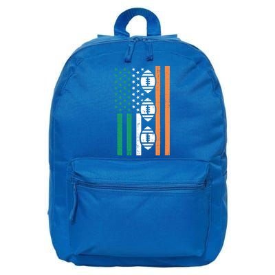 Irish Us Flag American Footballs St Patricks Day Patriotic Gift 16 in Basic Backpack