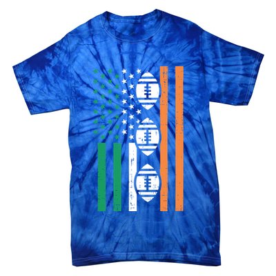 Irish Us Flag American Footballs St Patricks Day Patriotic Gift Tie-Dye T-Shirt