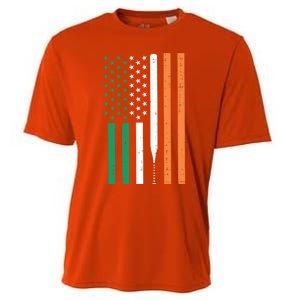 Irish Us Flag Baseball Bat St Patricks Day Sports Patriotic Great Gift Cooling Performance Crew T-Shirt