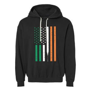 Irish Us Flag Baseball Bat St Patricks Day Sports Patriotic Great Gift Garment-Dyed Fleece Hoodie