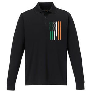 Irish Us Flag Baseball Bat St Patricks Day Sports Patriotic Great Gift Performance Long Sleeve Polo