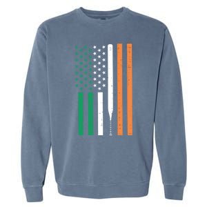 Irish Us Flag Baseball Bat St Patricks Day Sports Patriotic Great Gift Garment-Dyed Sweatshirt