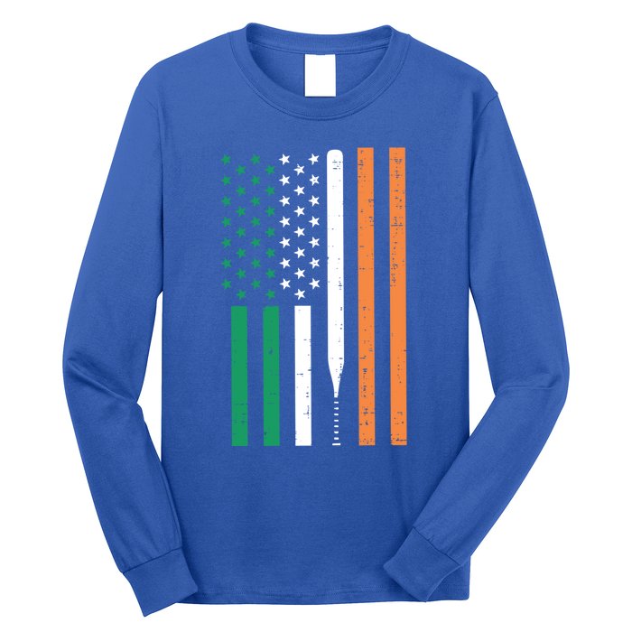 Irish Us Flag Baseball Bat St Patricks Day Sports Patriotic Great Gift Long Sleeve Shirt