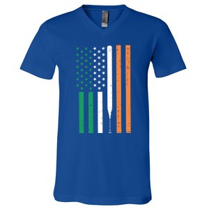 Irish Us Flag Baseball Bat St Patricks Day Sports Patriotic Great Gift V-Neck T-Shirt