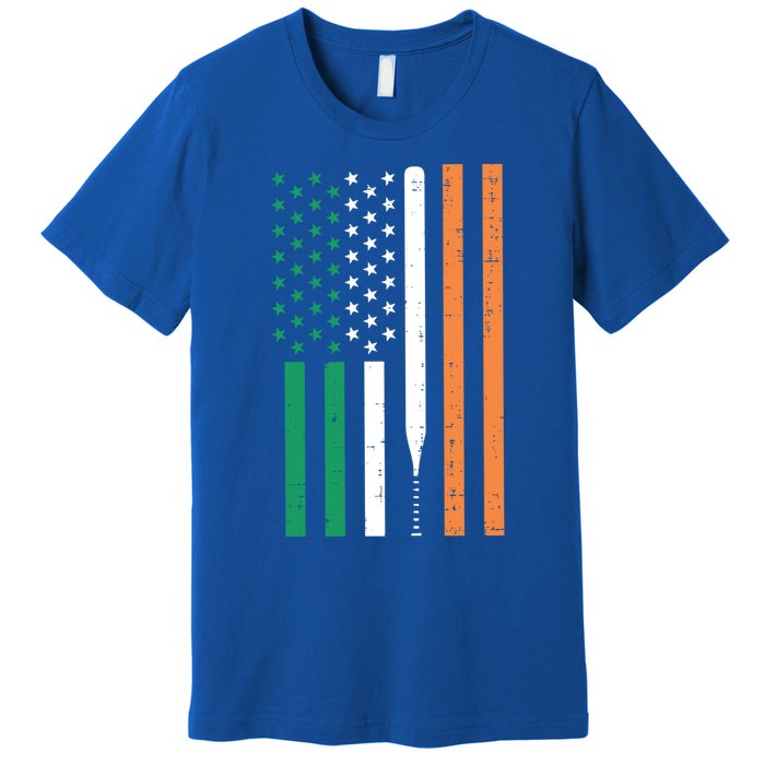 Irish Us Flag Baseball Bat St Patricks Day Sports Patriotic Great Gift Premium T-Shirt